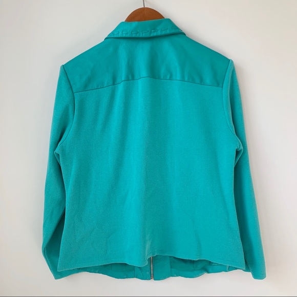 NYGARD | TURQUOISE LEATHER WOVEN LIGHTWEIGHT SHOWSTOPPER MOTO JACKET STATEMENT - Picture 2 of 12